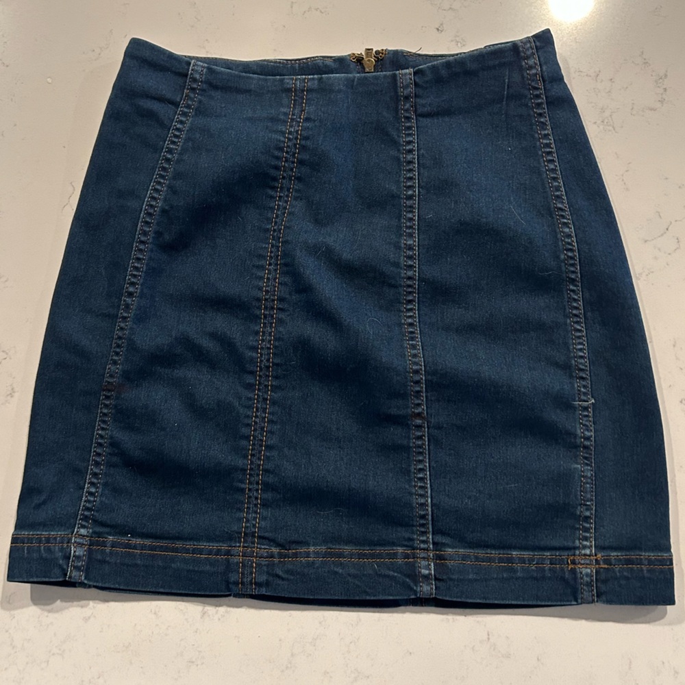 Free People Denim Mini Skirt - Dark Blue